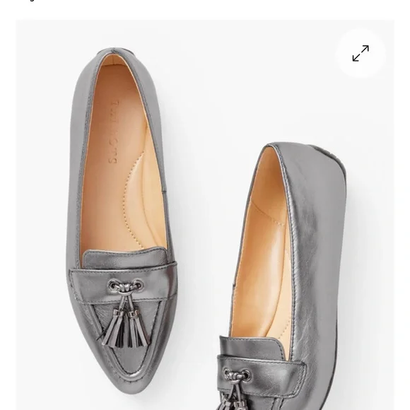 Talbots Womens Francesca Tasseled Silver Metallic Leather Driving Flats size 7 - Picture 9 of 10